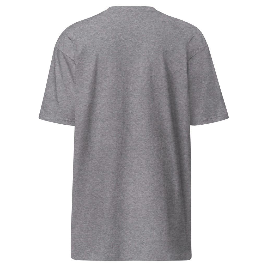 Gray t-shirt on a white background at Oatmeal Apparel Co.