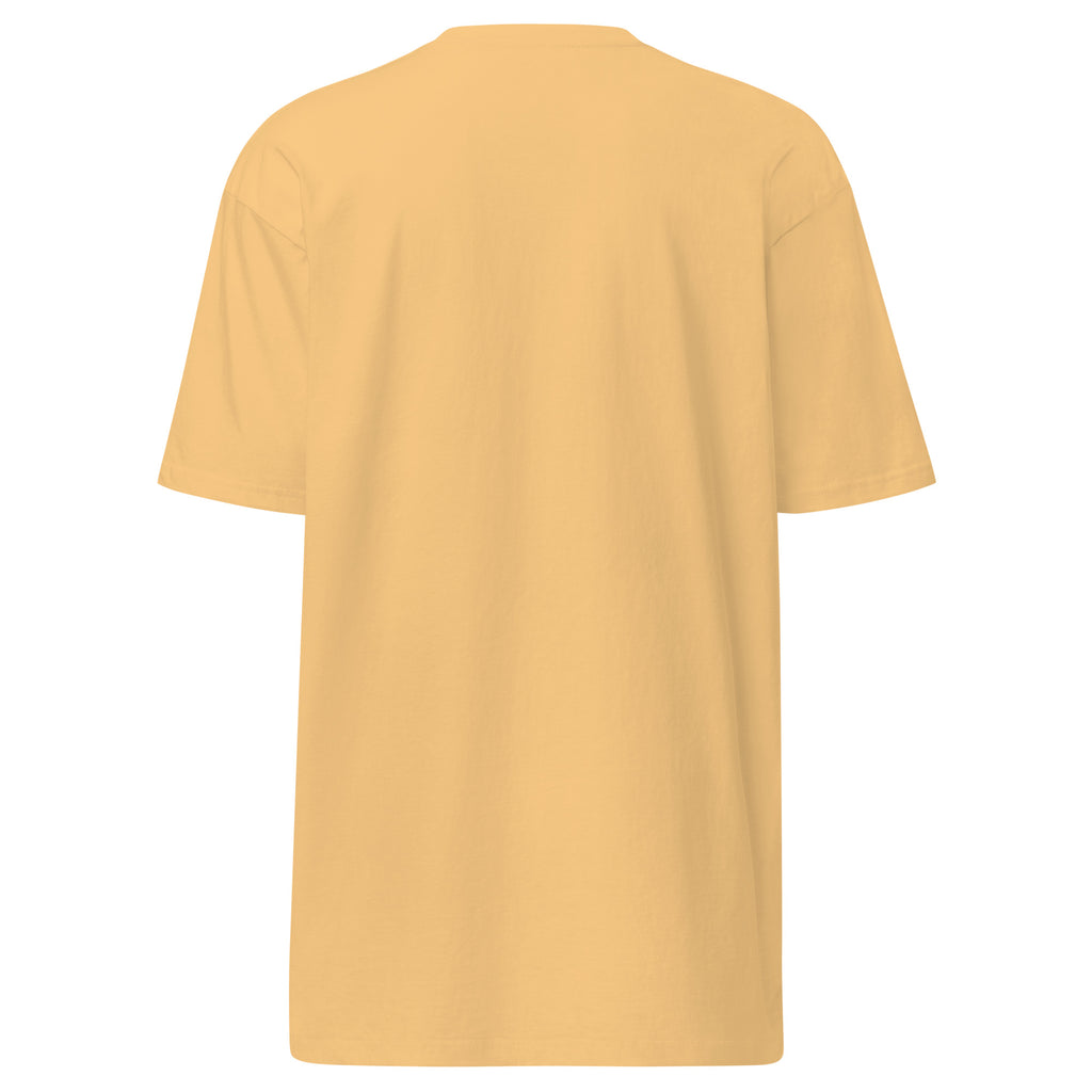 Yellow t-shirt on a white background at Oatmeal Apparel Co.