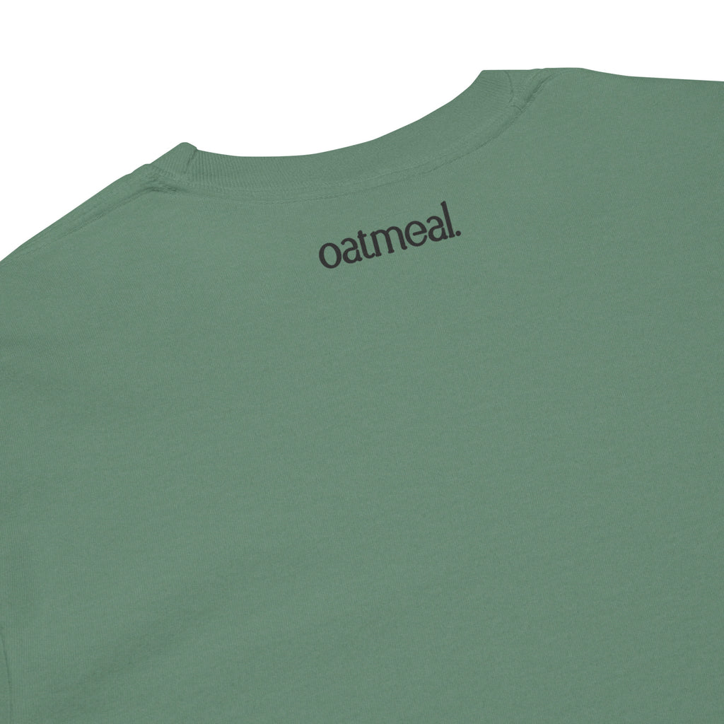 Green Long-sleeve with 'oatmeal.' logo on a white background at Oatmeal Apparel Co.