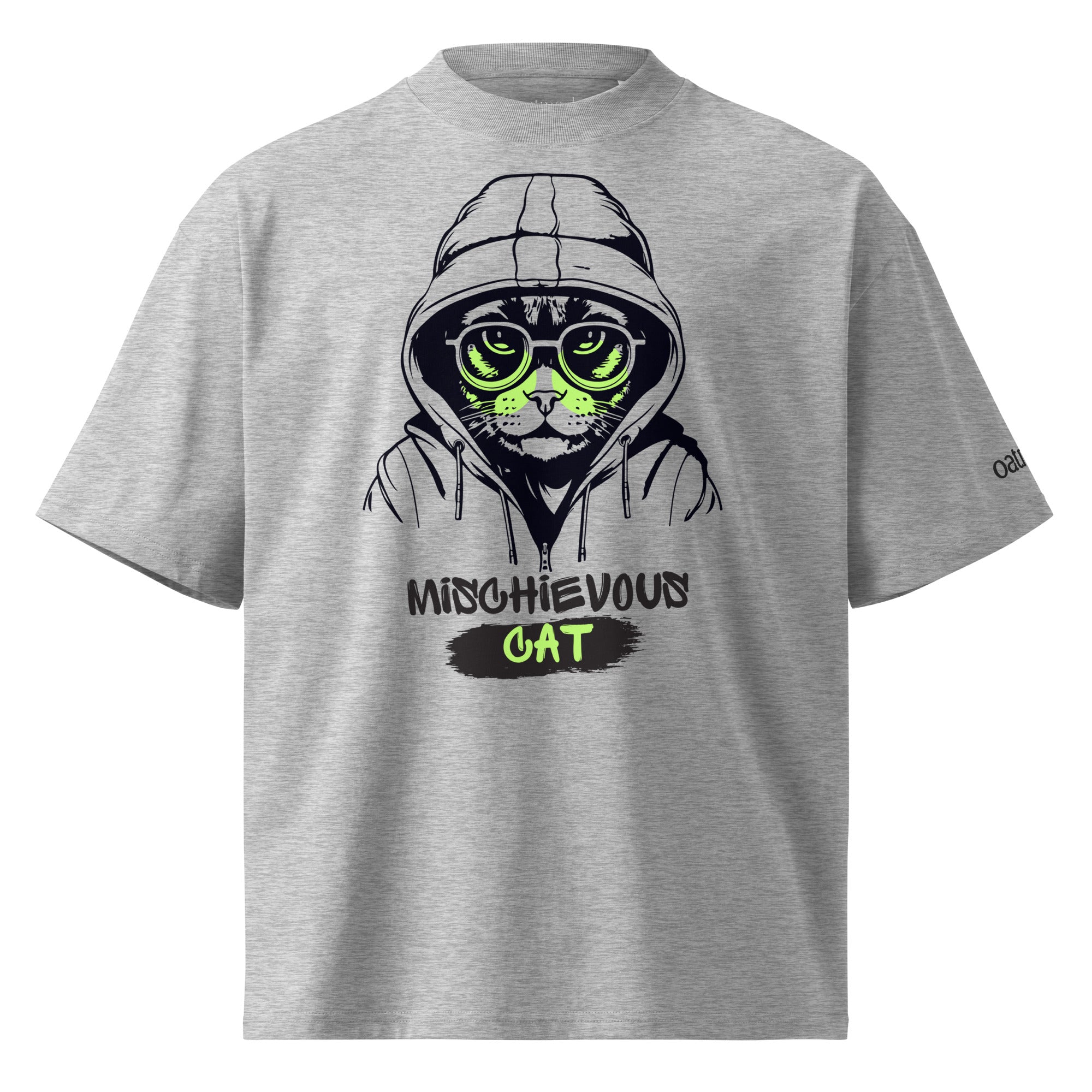 Mischievous Cat Oversized Organic High Neck Tee – Oatmeal Apparel Co.