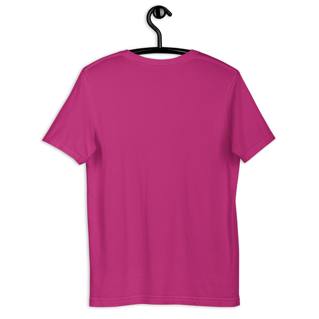 Pink t-shirt on a hanger against a white background at Oatmeal Apparel Co.