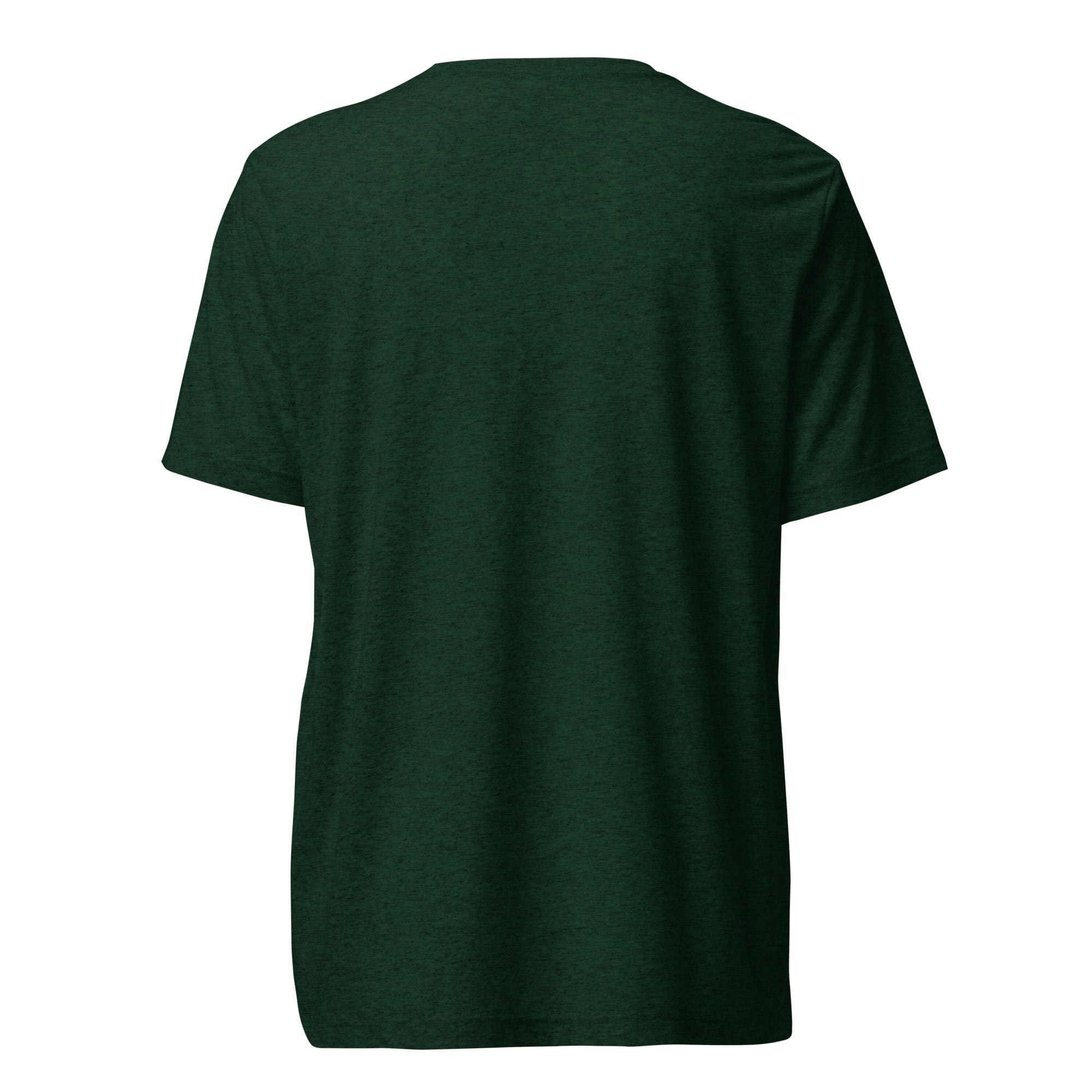 Green Tri-blend t-shirt on a white background at Oatmeal Apparel Co.